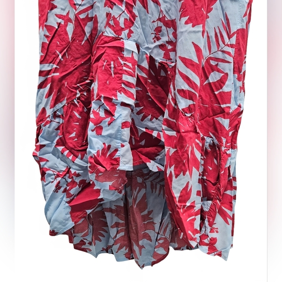 0069 Abel the Label Dress Tropical Blue Pink Floral High Low Midi Flounce XS - Picture 5 of 15